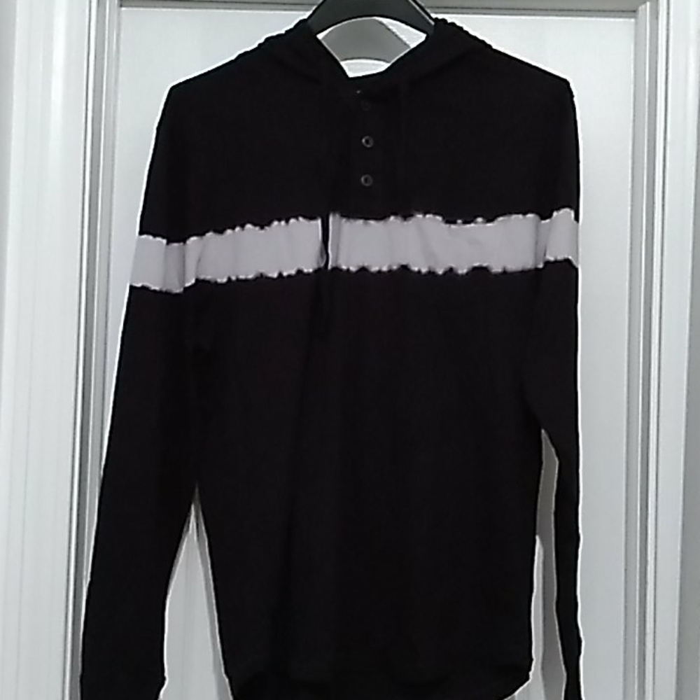 Henley hooded teeshirt.